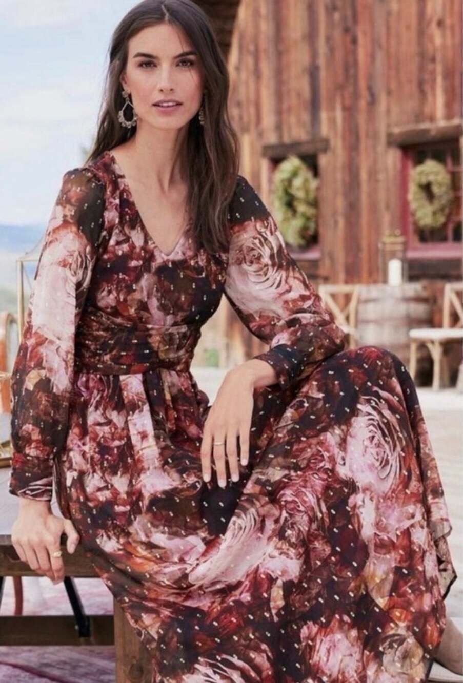 Soft Surroundings Rina Silk Dress Size 18 Multi Floral Maxi